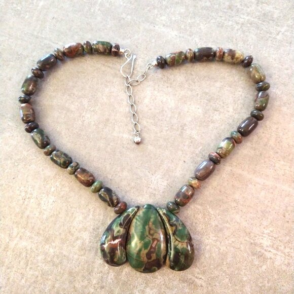 Jay King - Rainforest Jasper Necklace, Sterling Silver Clasp - Picture 1 of 5